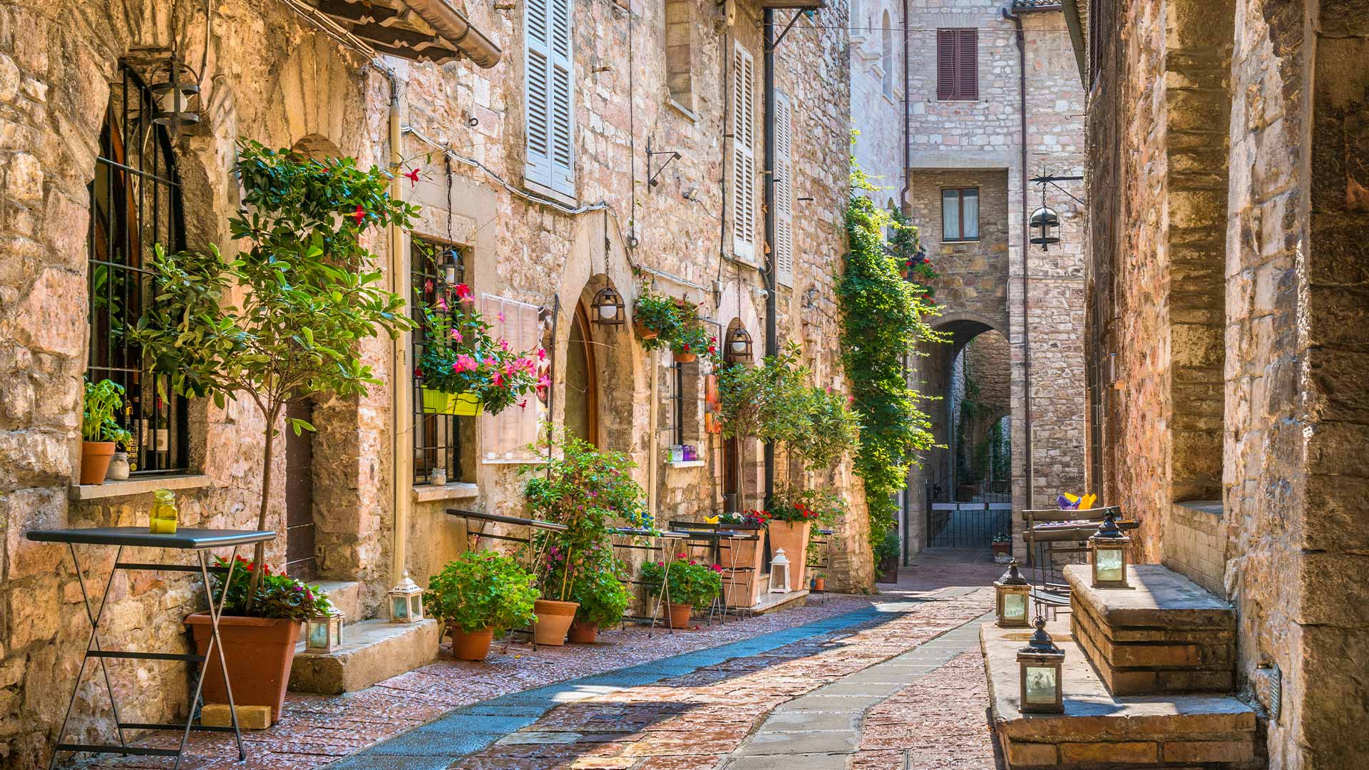 Residential street in Assisi province of Perugia, Umbria
