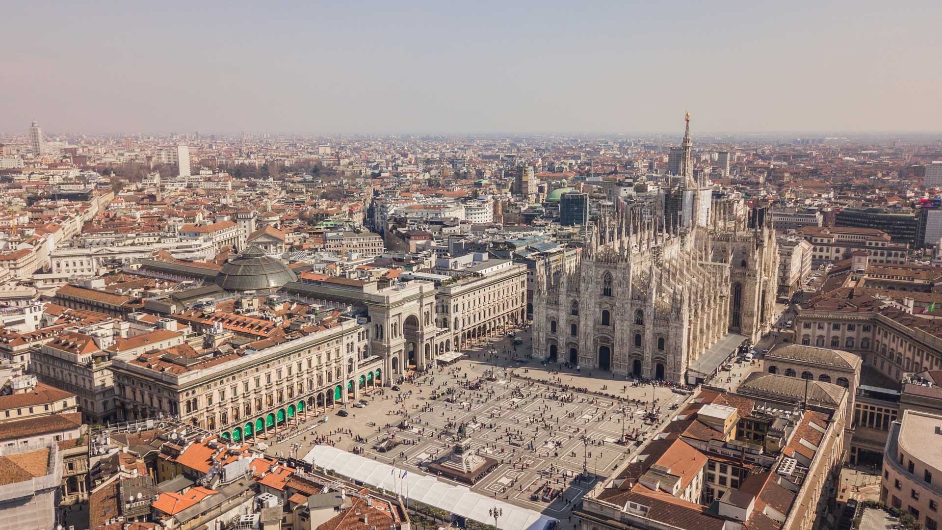 Aerial view of Duomo di Milano, Milan, Italy