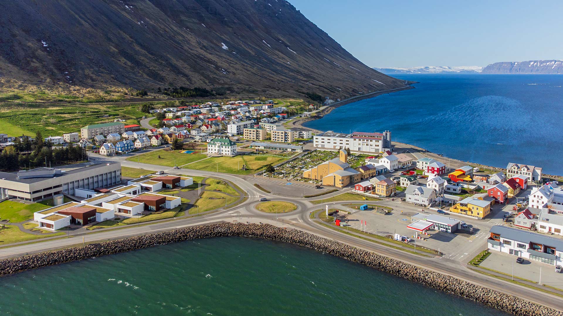 Aerial view of Isafjörður, Iceland