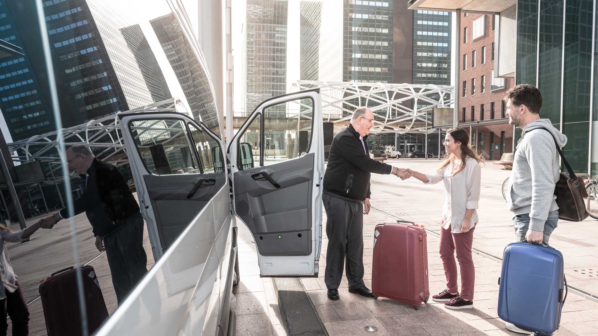 Airport driver picking up guests on arrival