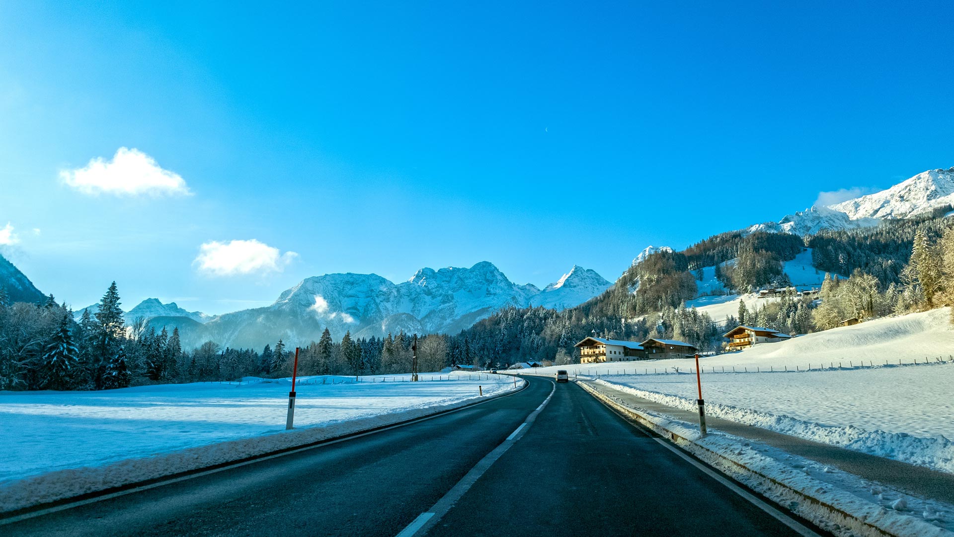 Alpine road in winter