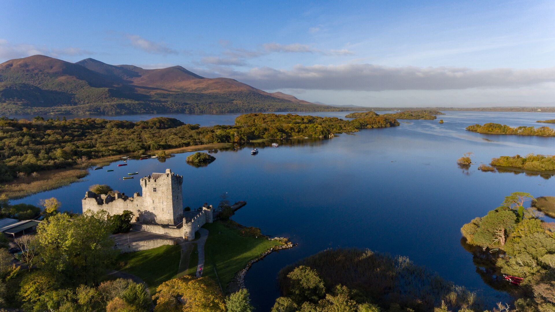 Castle in Killarney National Park in the morning light