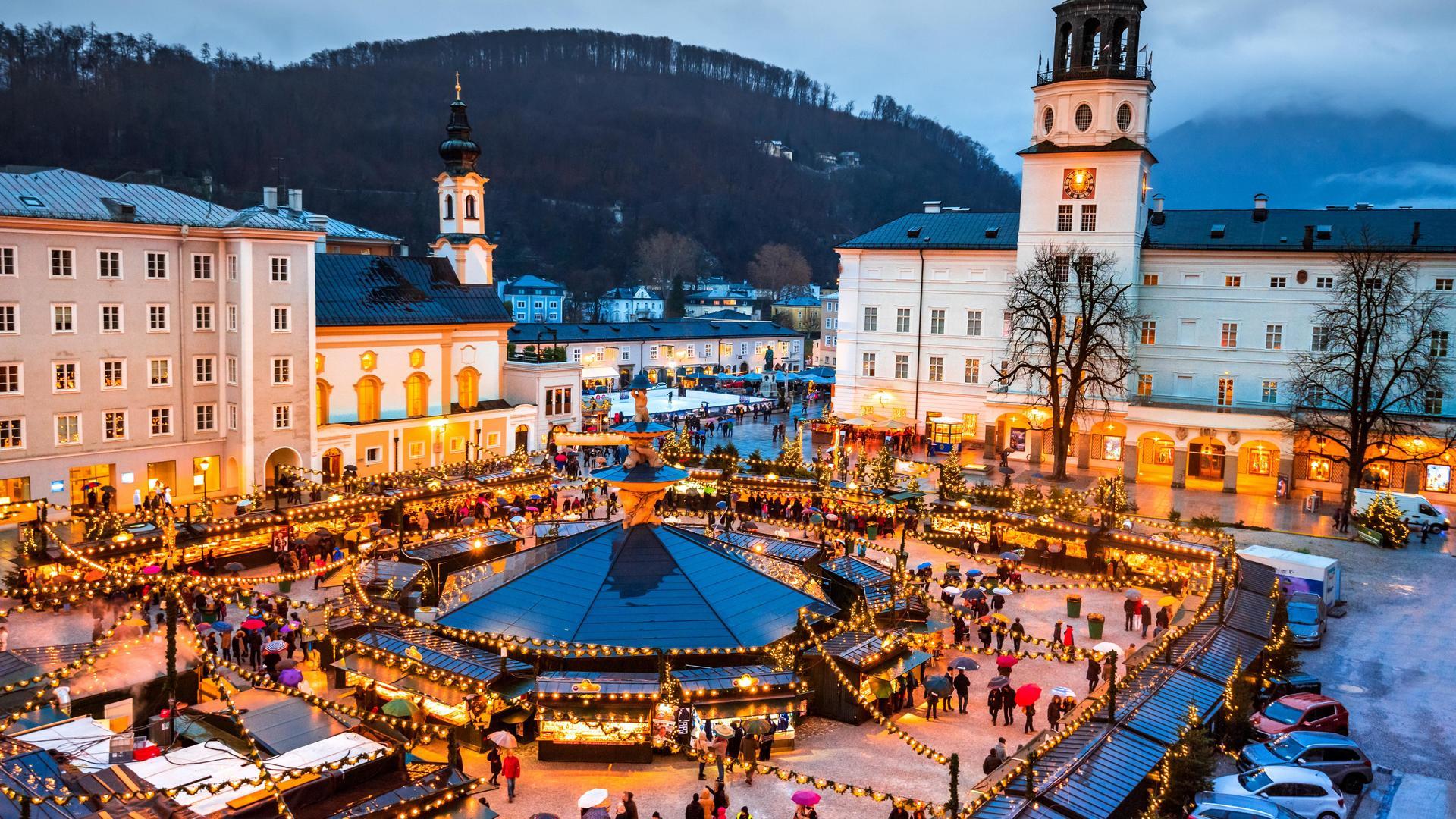 Aerial view of the Salzburg Christmas Market