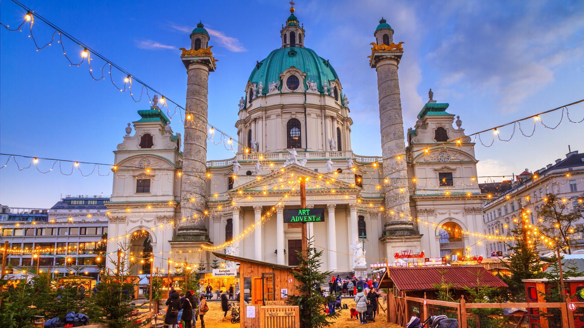 St. Charles' Church in Vienna at Christmas Time