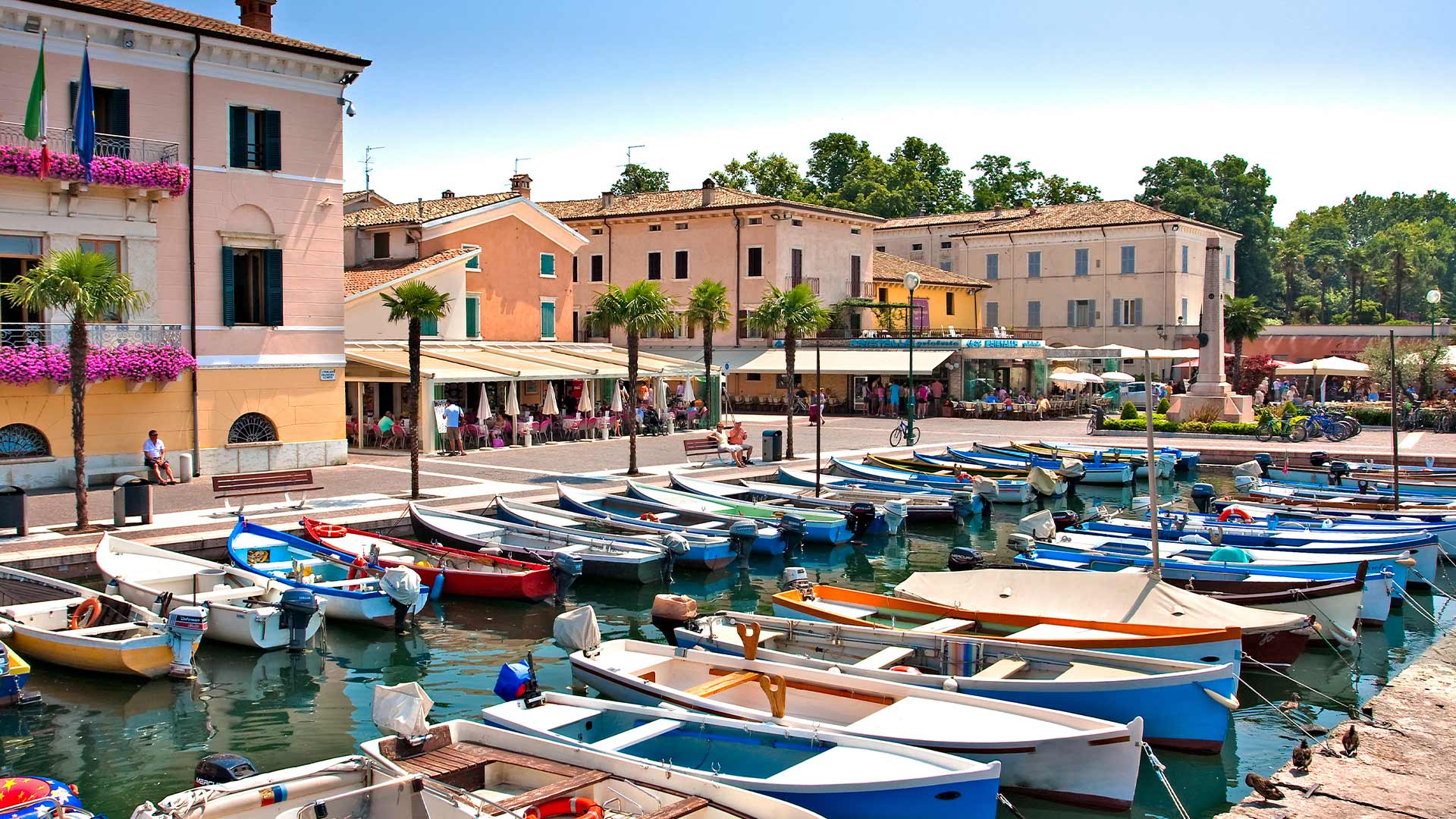 Colorful boats in Bardolino in Garda
