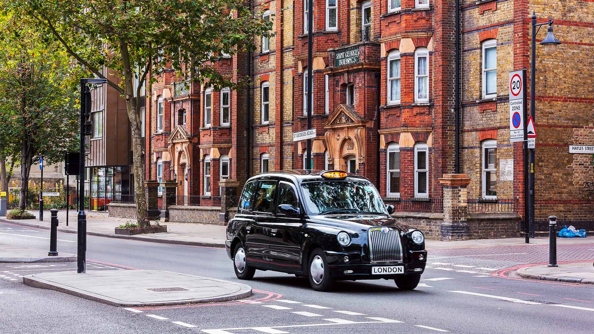 Black cab on a London street