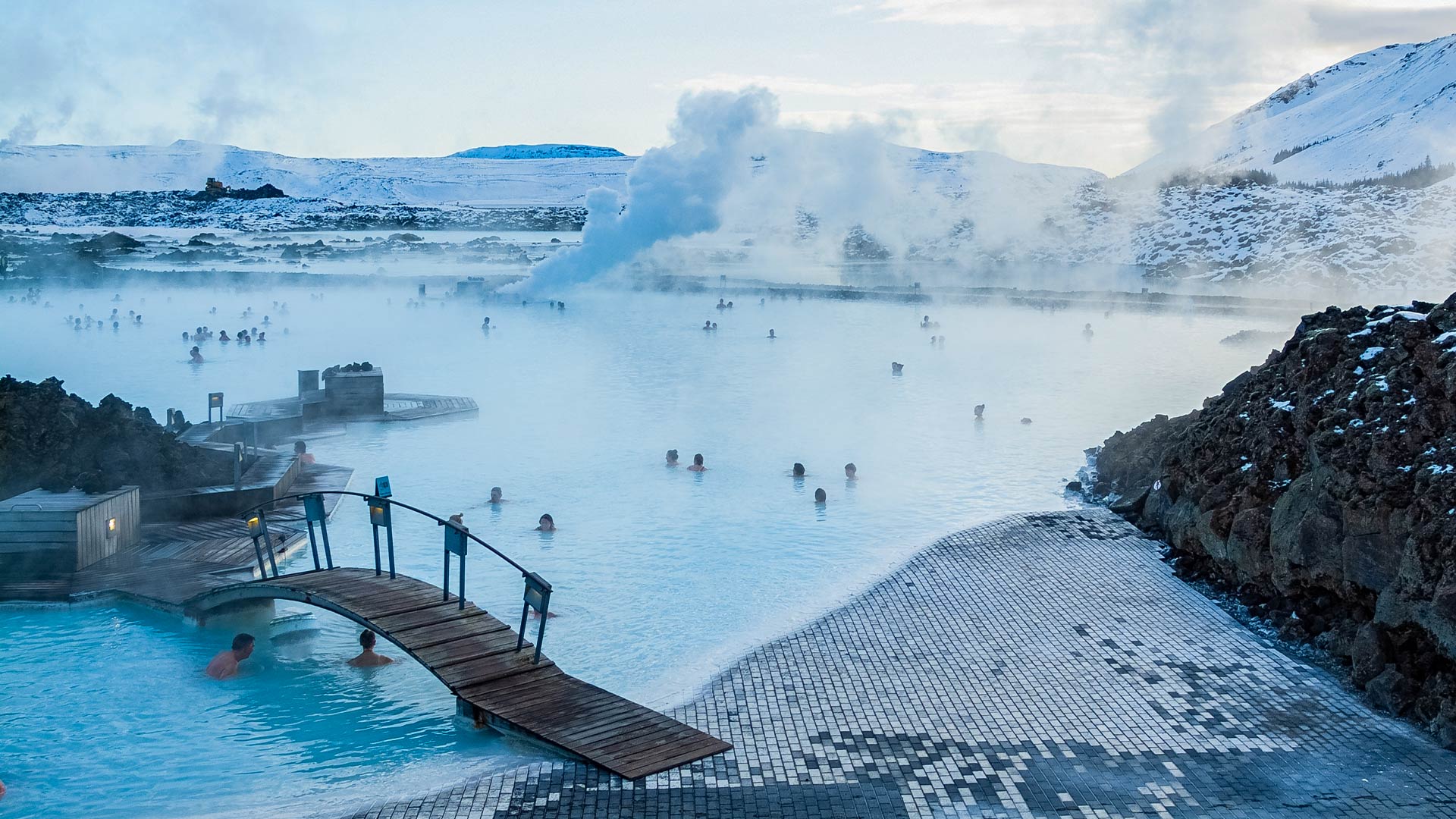 Hot springs in Blue Lagoon, Reykjavik, Iceland