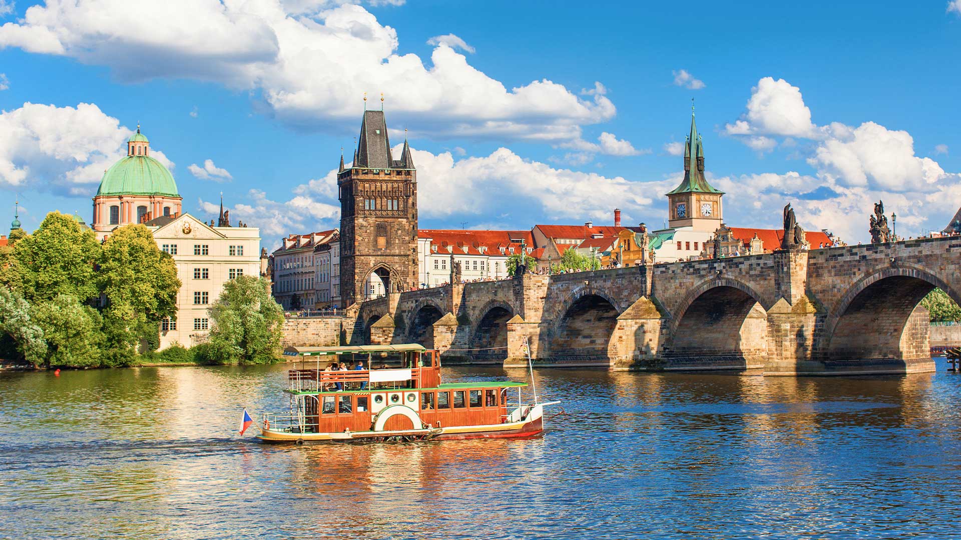 Charles Bridge over the Vltava river in Prague