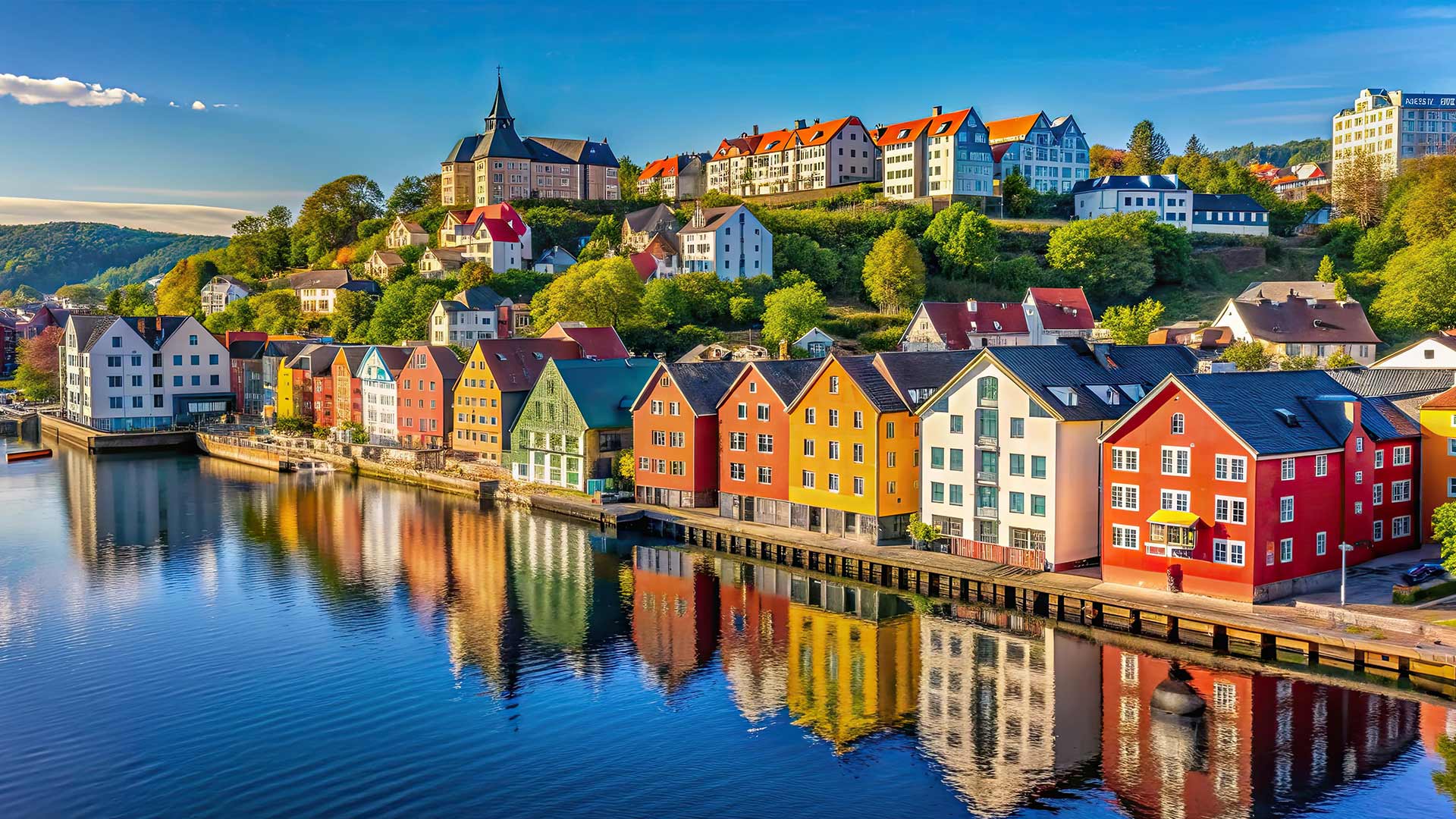 Colourful houses of Trondheim, Norway