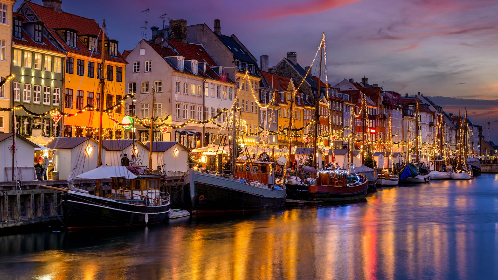 Nyhavn area at Copenhagen in winter, Denmark