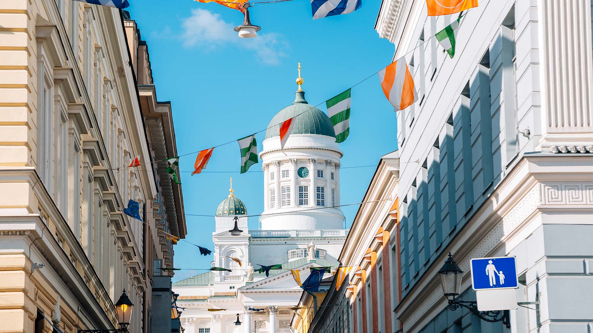 Street view of the Helsinki Cathedral, Finland