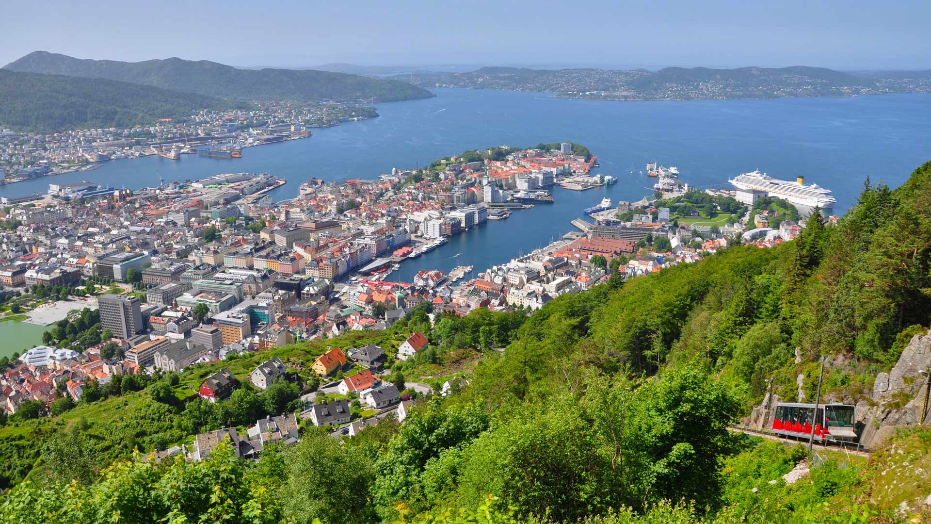 Panoramic view, Floibanen funicular, Bergen, Norway
