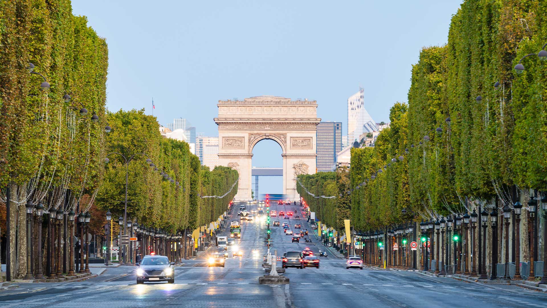 Arc de Triomphe and Champs Elysees in Paris