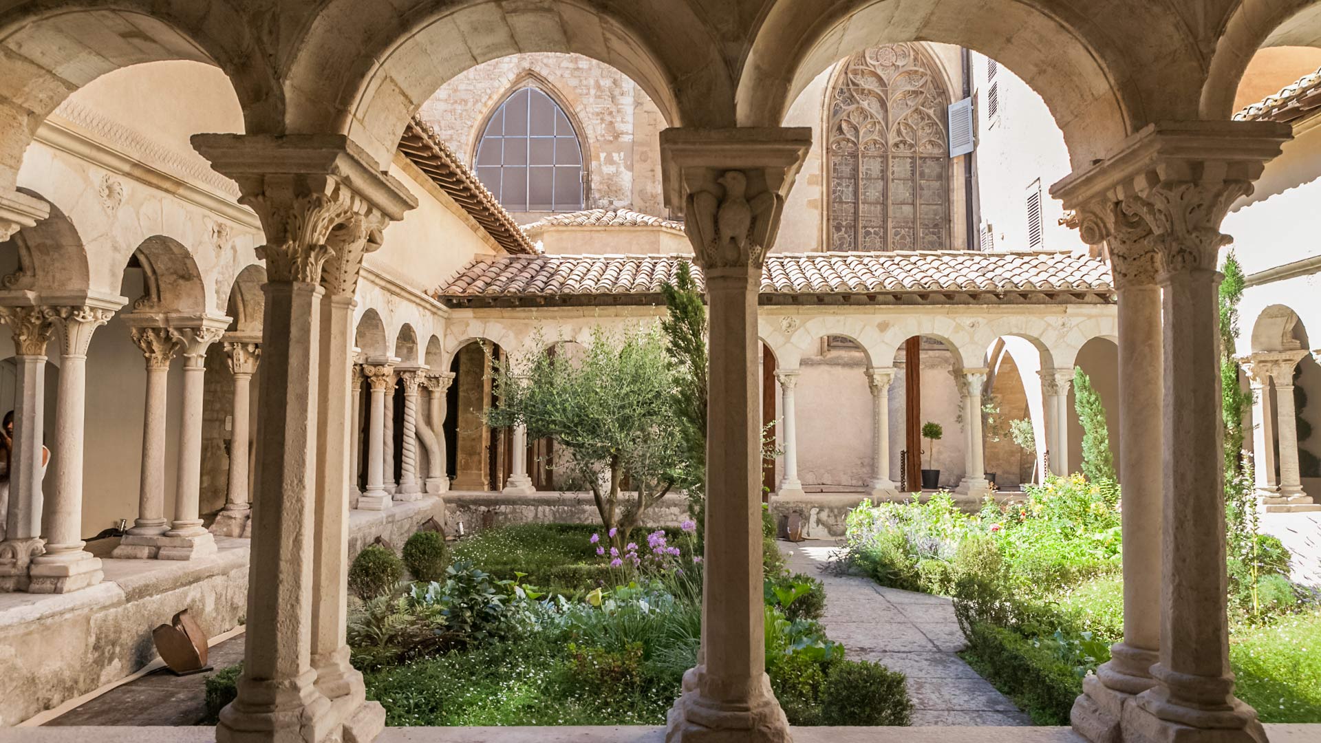 Courtyard inside Cathedral in Aix Cathedrale Saint Sauveur
