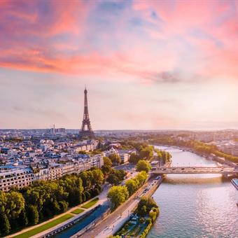 Sunset over the River Seine with the Eiffel Tower in the background