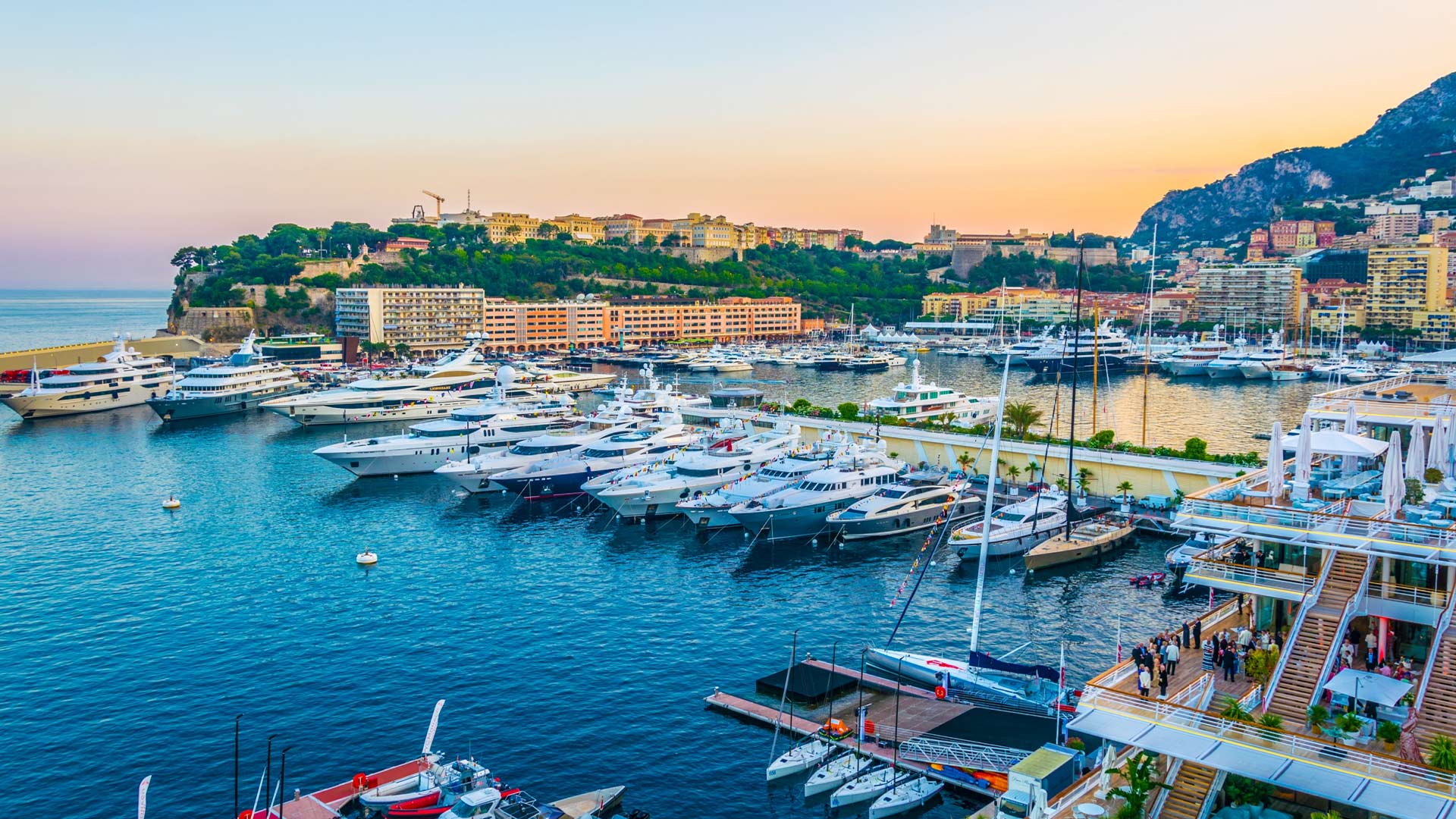 Old town of Monaco, overlooking Port Hercule