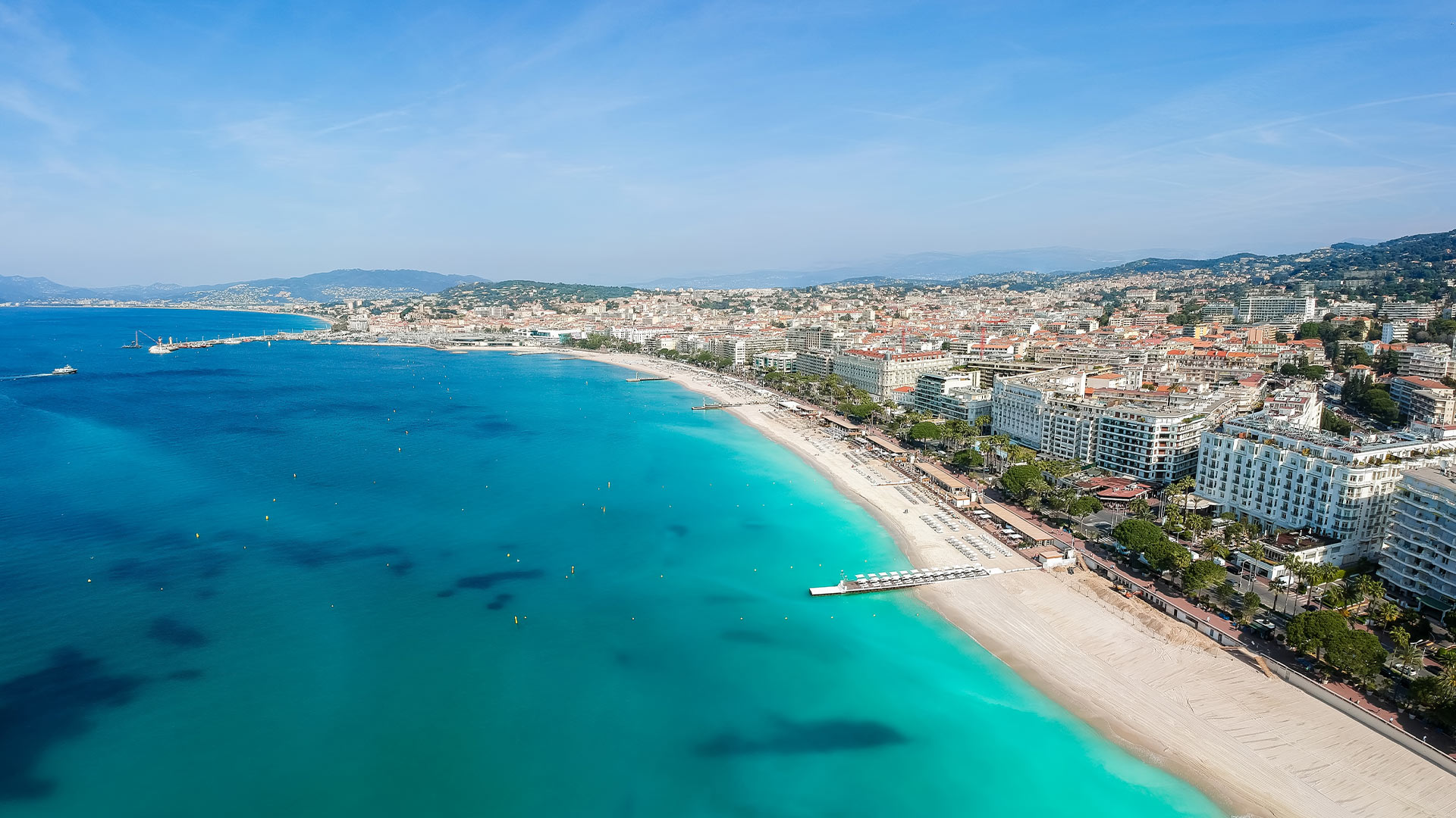Panoramic view of Cannes and Croisette Beach, Cote d'Azur