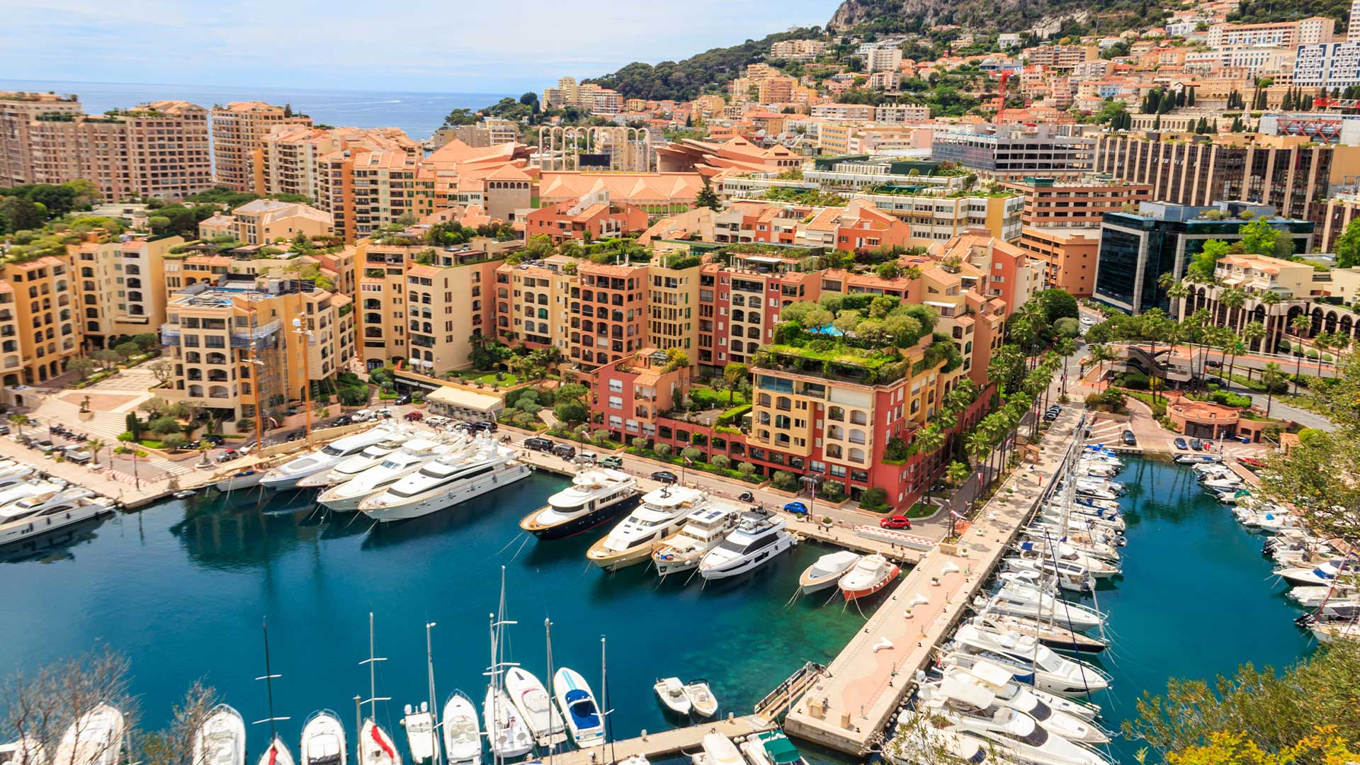Panoramic view of Monte Carlo harbour in Monaco