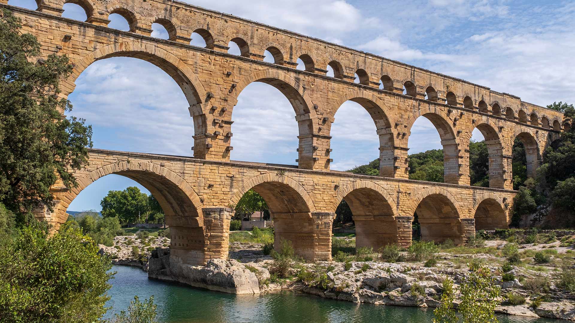 Pont du Gard roman aqueduct, 1st century AD, Occitanie