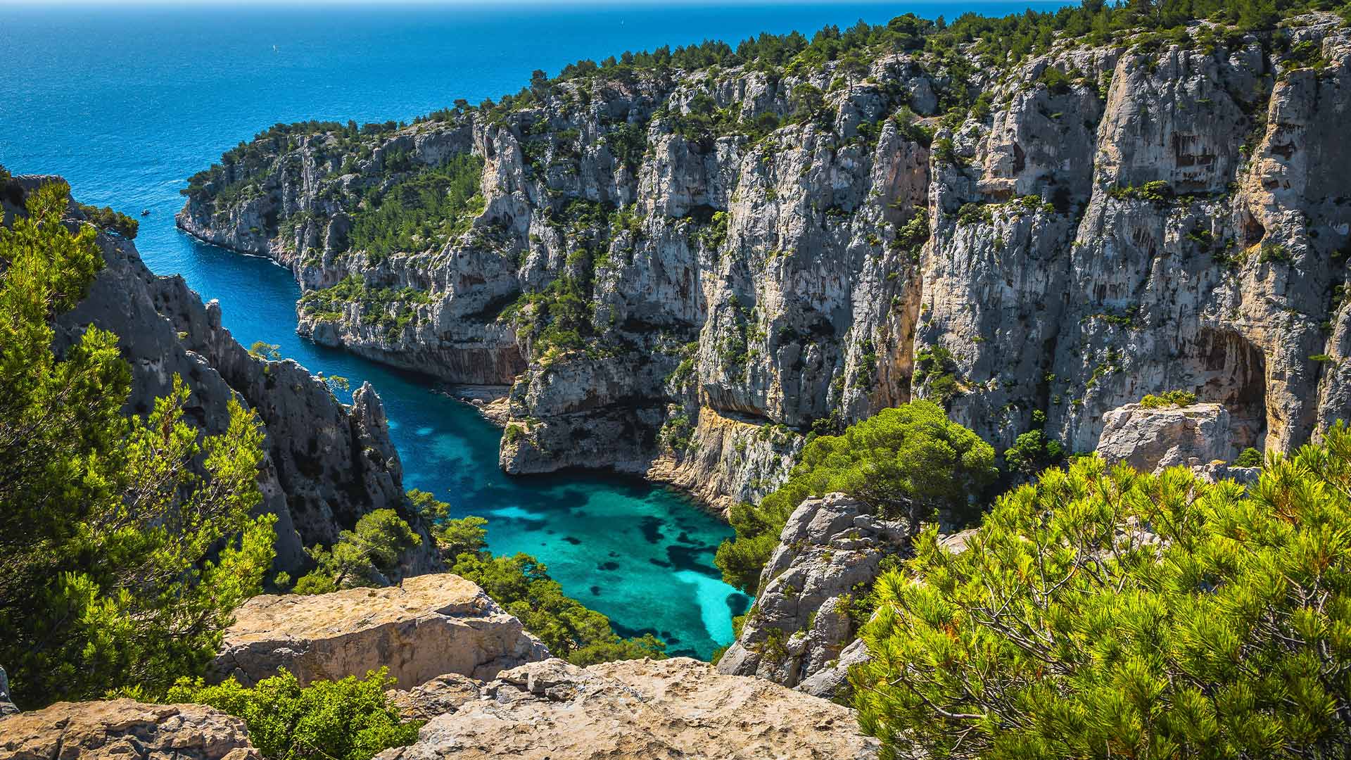 Viewpoint from the hiking trail, Calanque d' En Vau bay, Mcalanques, National Park