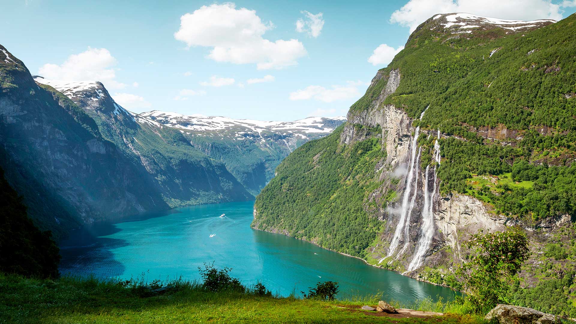 Geirangerfjord and Seven Sisters waterfall in Norway