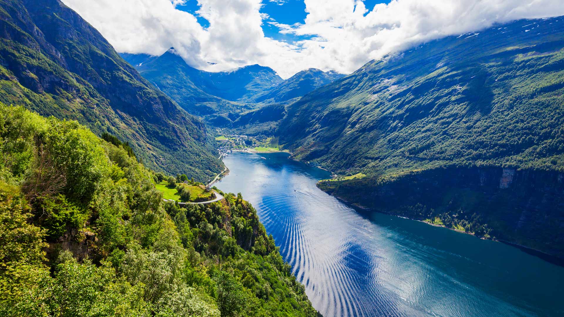 Panoramic view of Gerinangerfjord from Eagle road, Norway