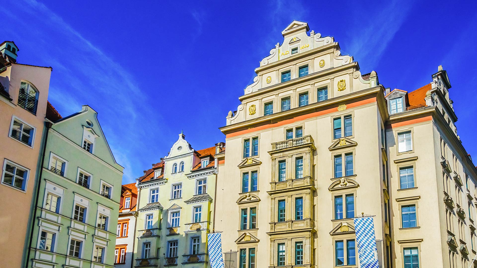 Hofbrauhaus buildings of Platzl square in Munich