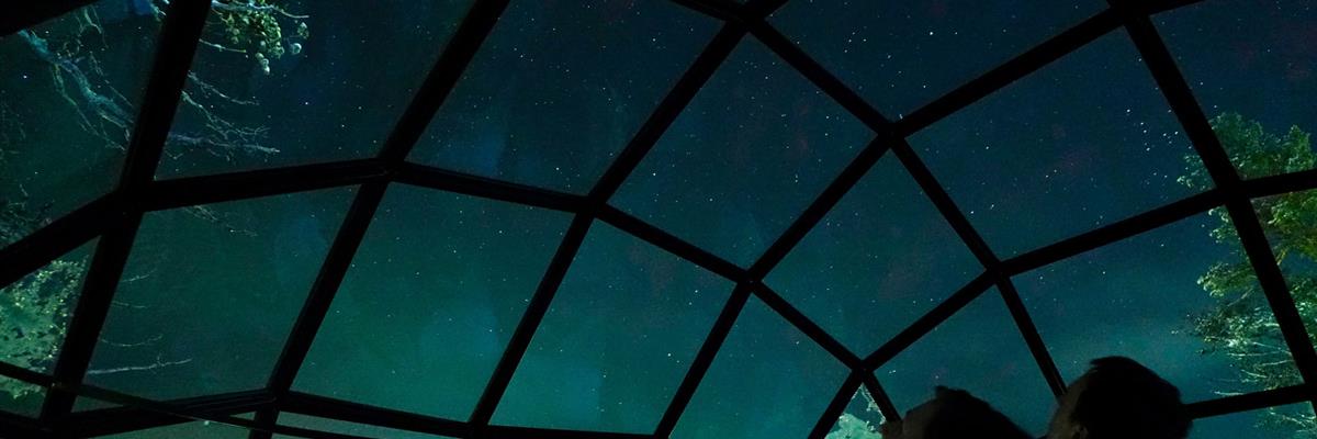 Northern Lights seen from glass iglo