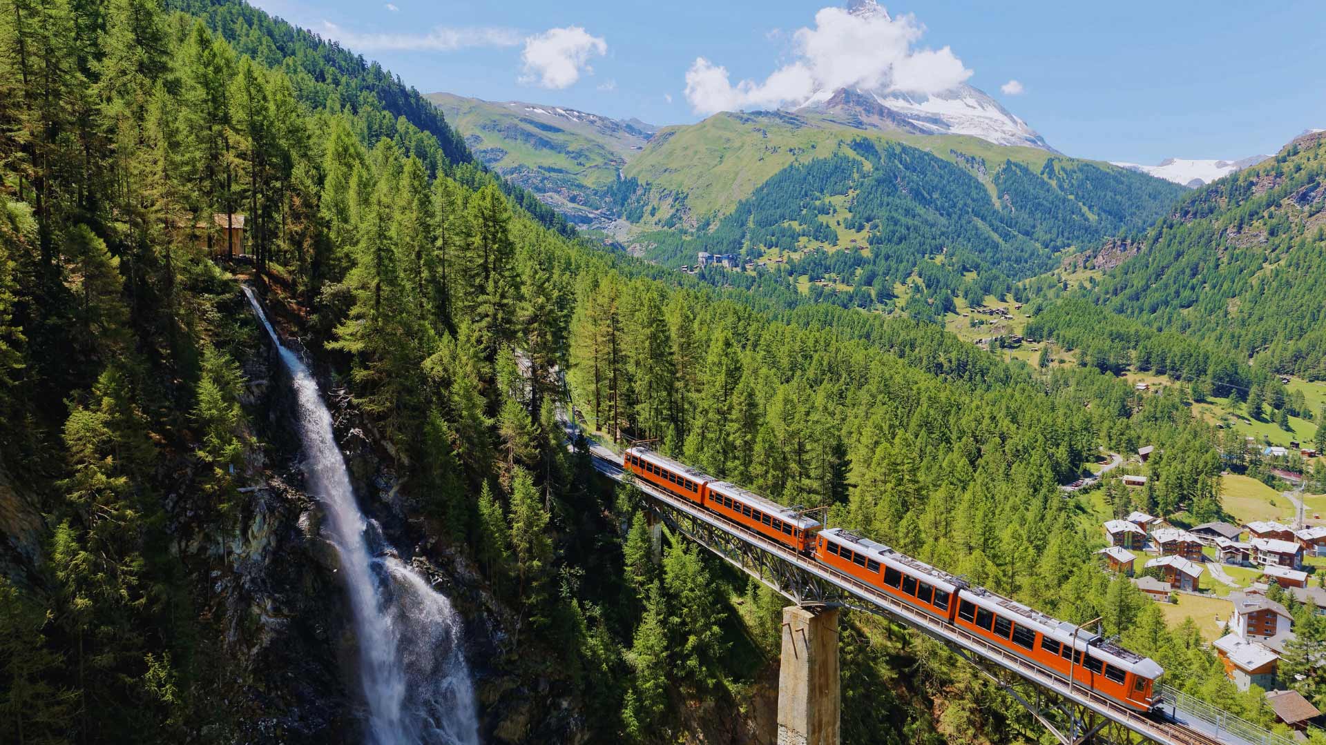 Gornergrat Railway Matterhorn mountain in background Zermatt Valais Switzerland