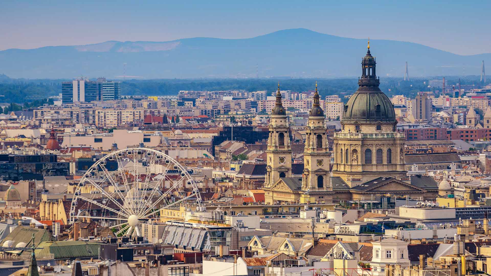 Cityscape featuring St. Stephen’s Basilica in foreground