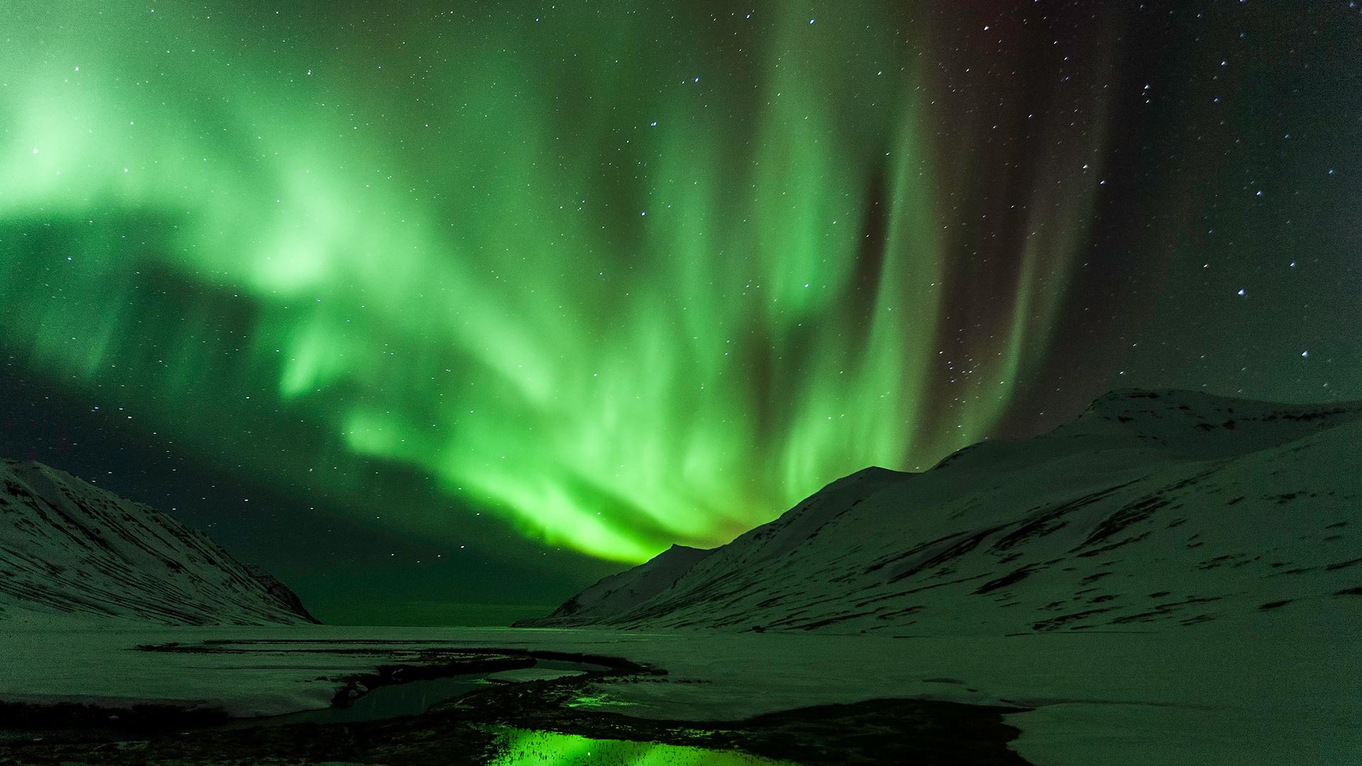 Northern lights in Icelandic winter