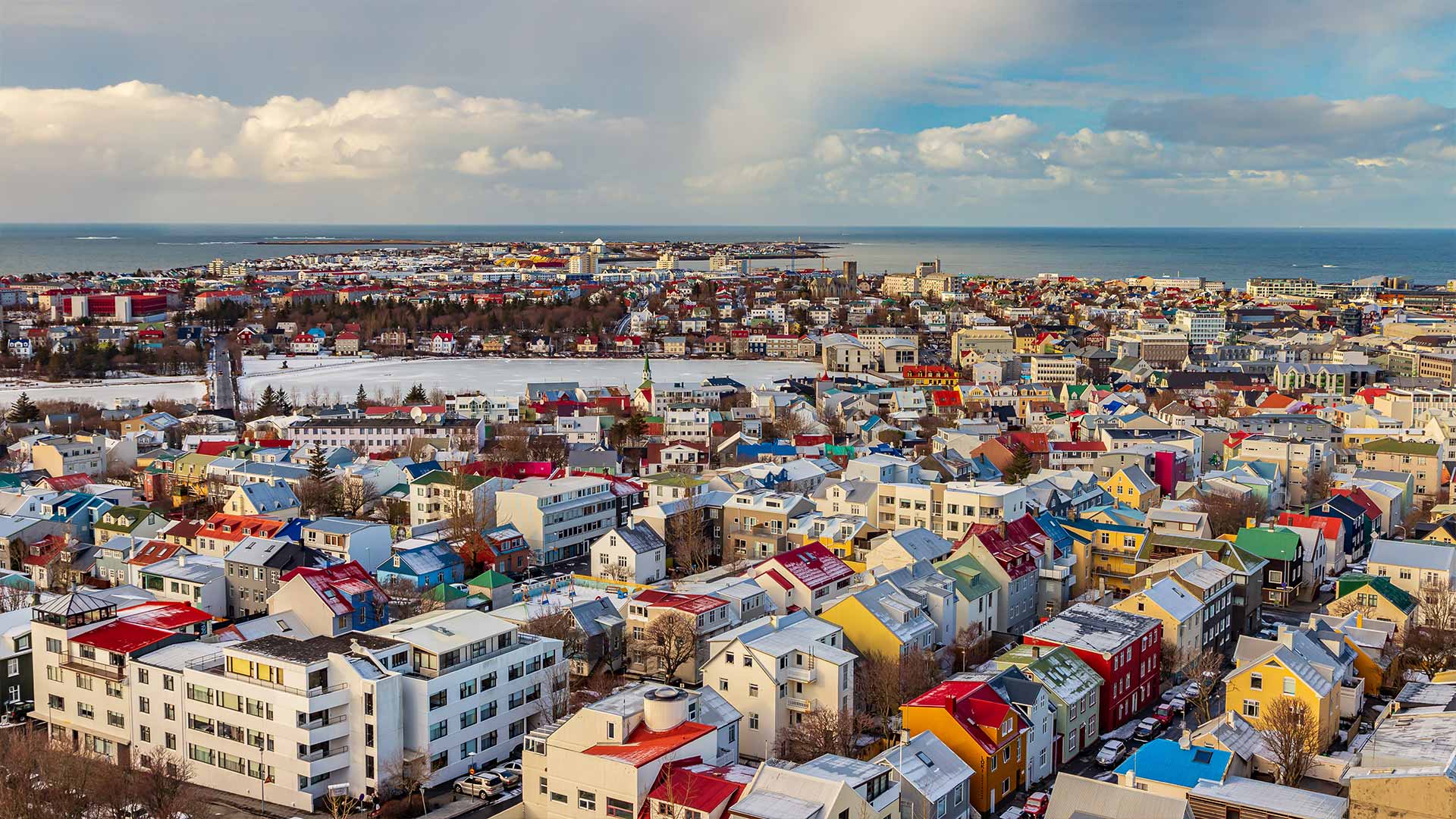 View over Reykjavík in winter