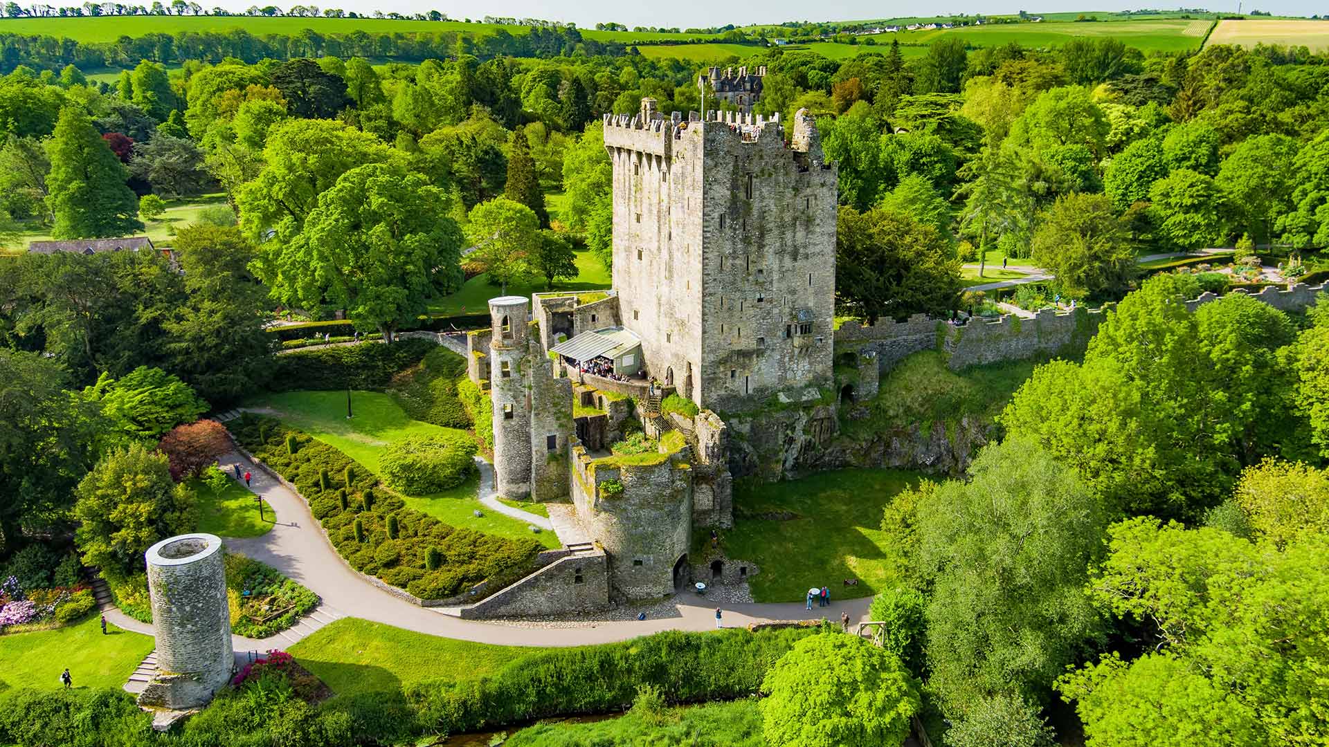 Aerial photo of famous Blarney Castle in Ireland