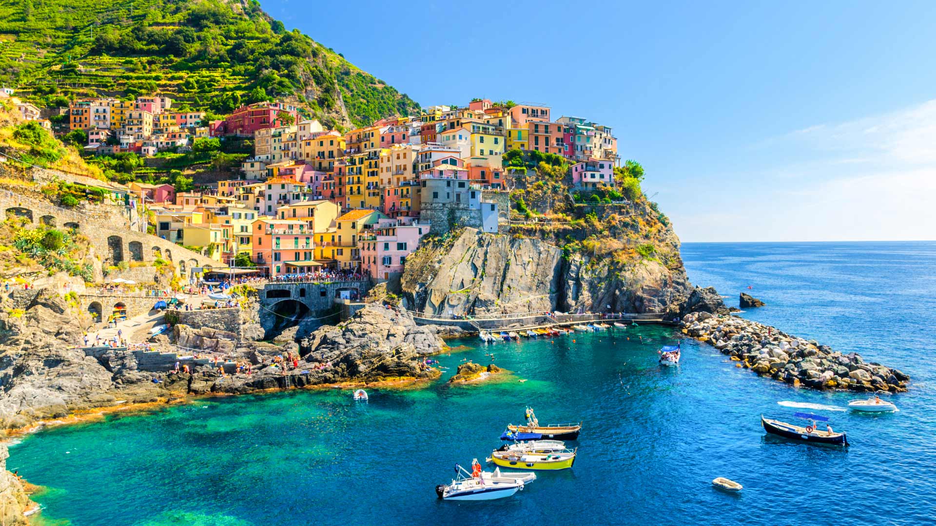 Panoramic view of Cinque Terre National Park La Spezia Italy