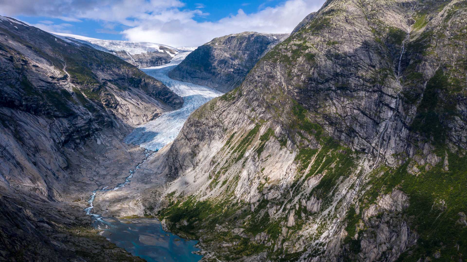 Aerial view over Jostedalen glacier, Norway