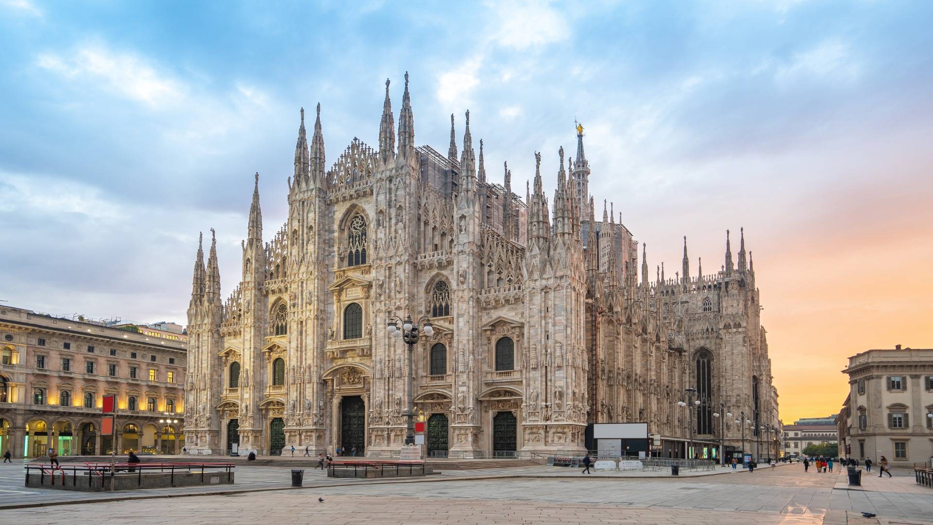 Milan cathedral at sunset