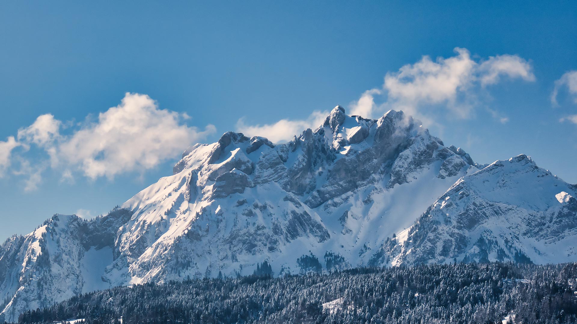 Snowy peaks of Mount Pilatus in Switzerland