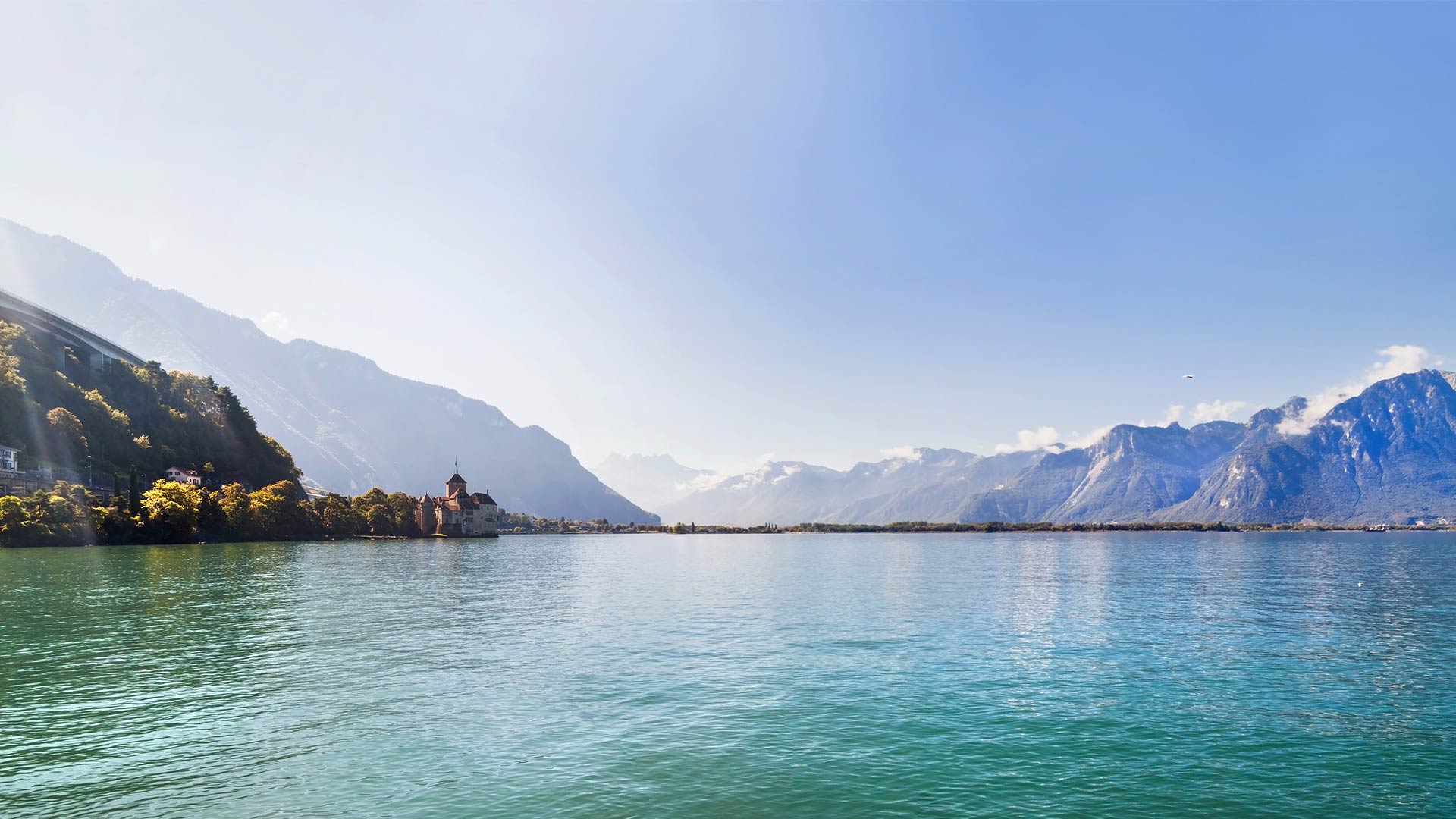 Panoramic view of Geneva lake, Switzerland