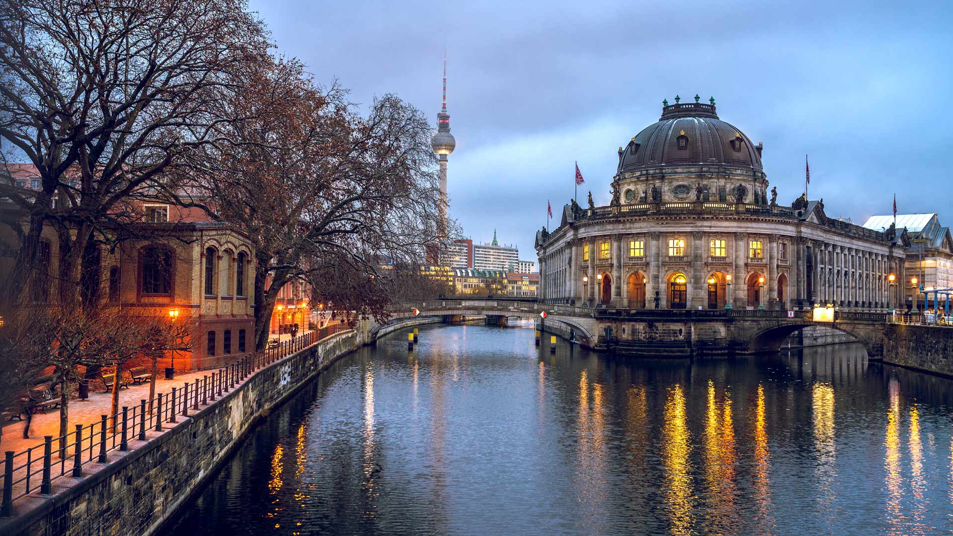 Museum Island in winter dusk, Berlin