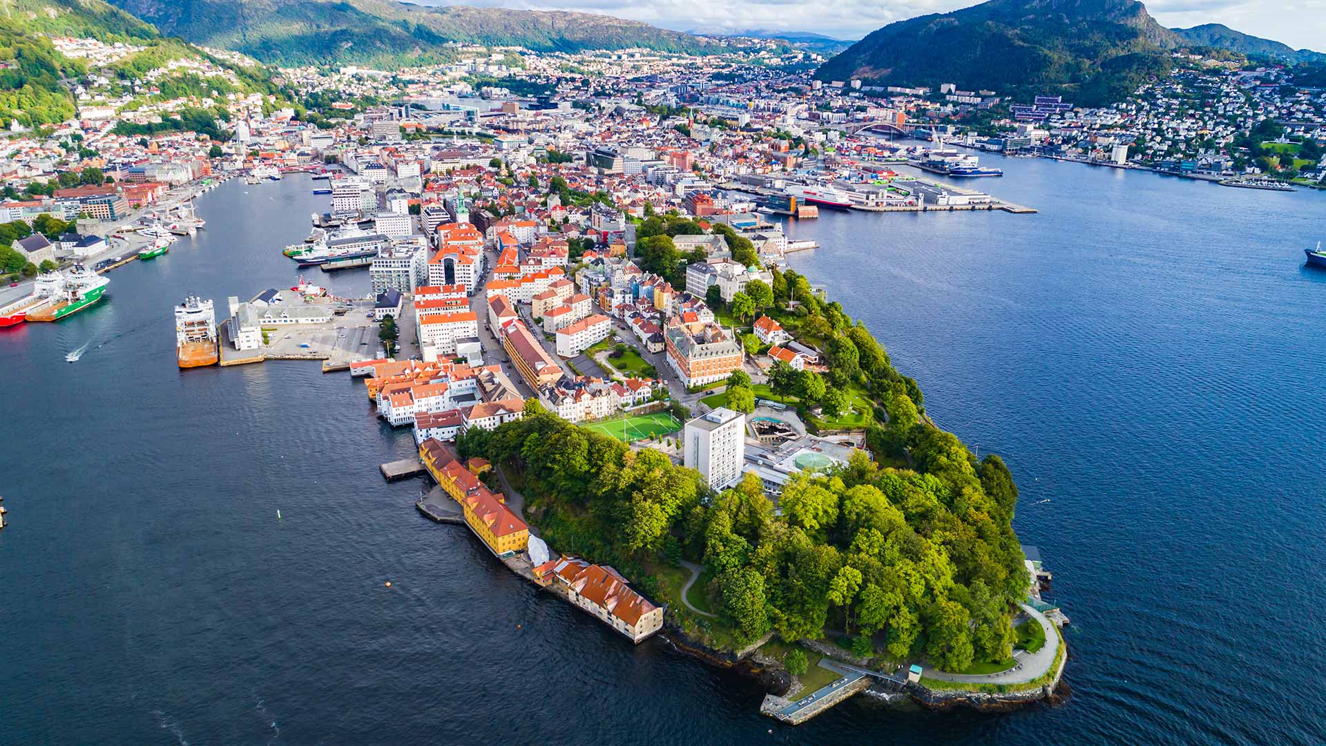 Aerial view over Bergen