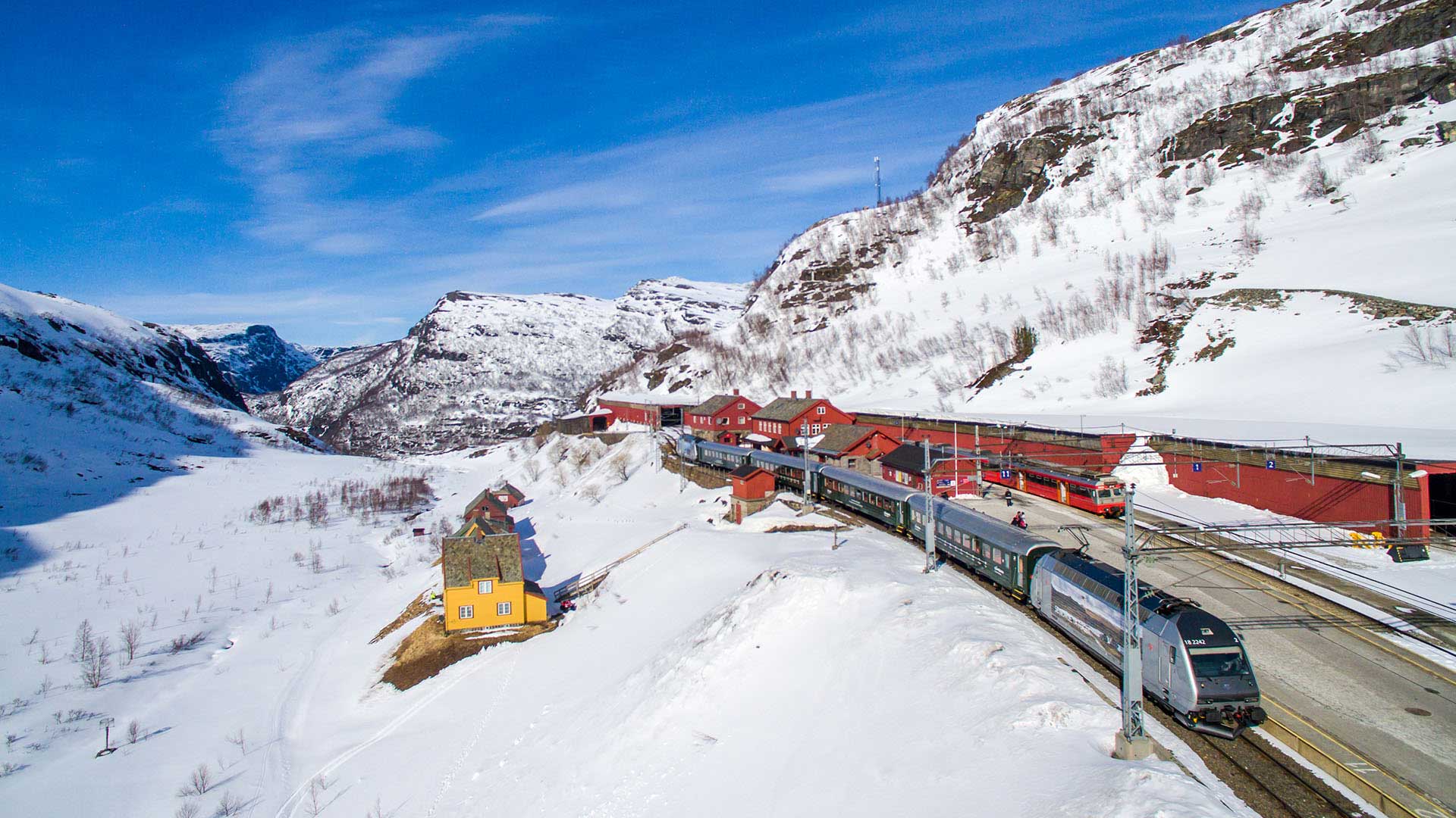 Flåm railway in winter 