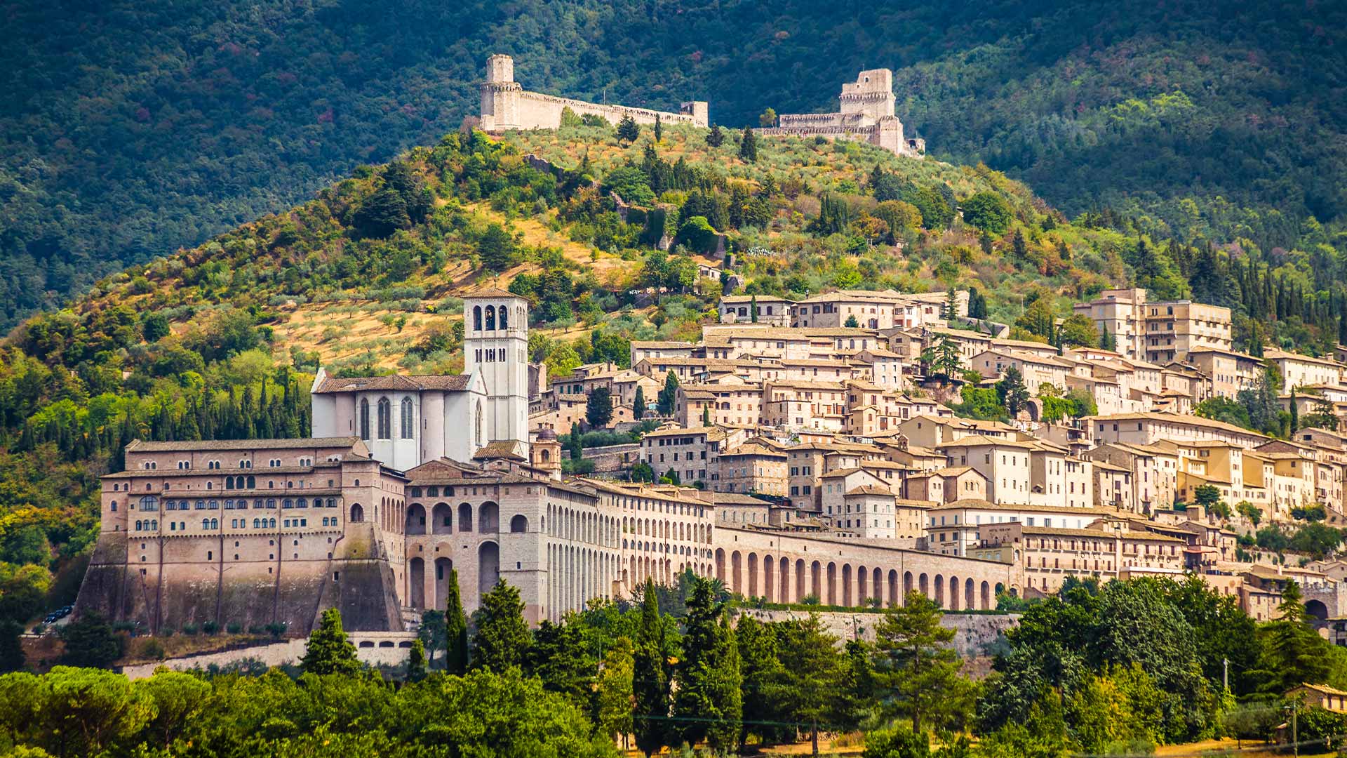 Panoramic view of Assisi in Perugia, Umbria