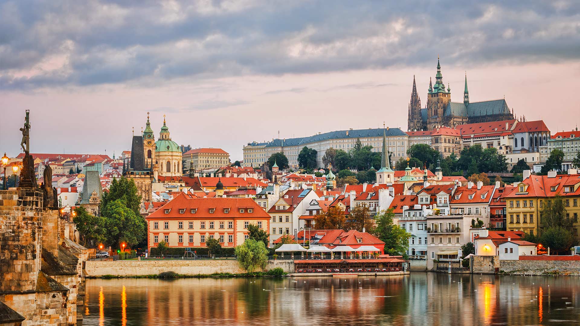 Prague Castle and Charles Bridge over the Vltava
