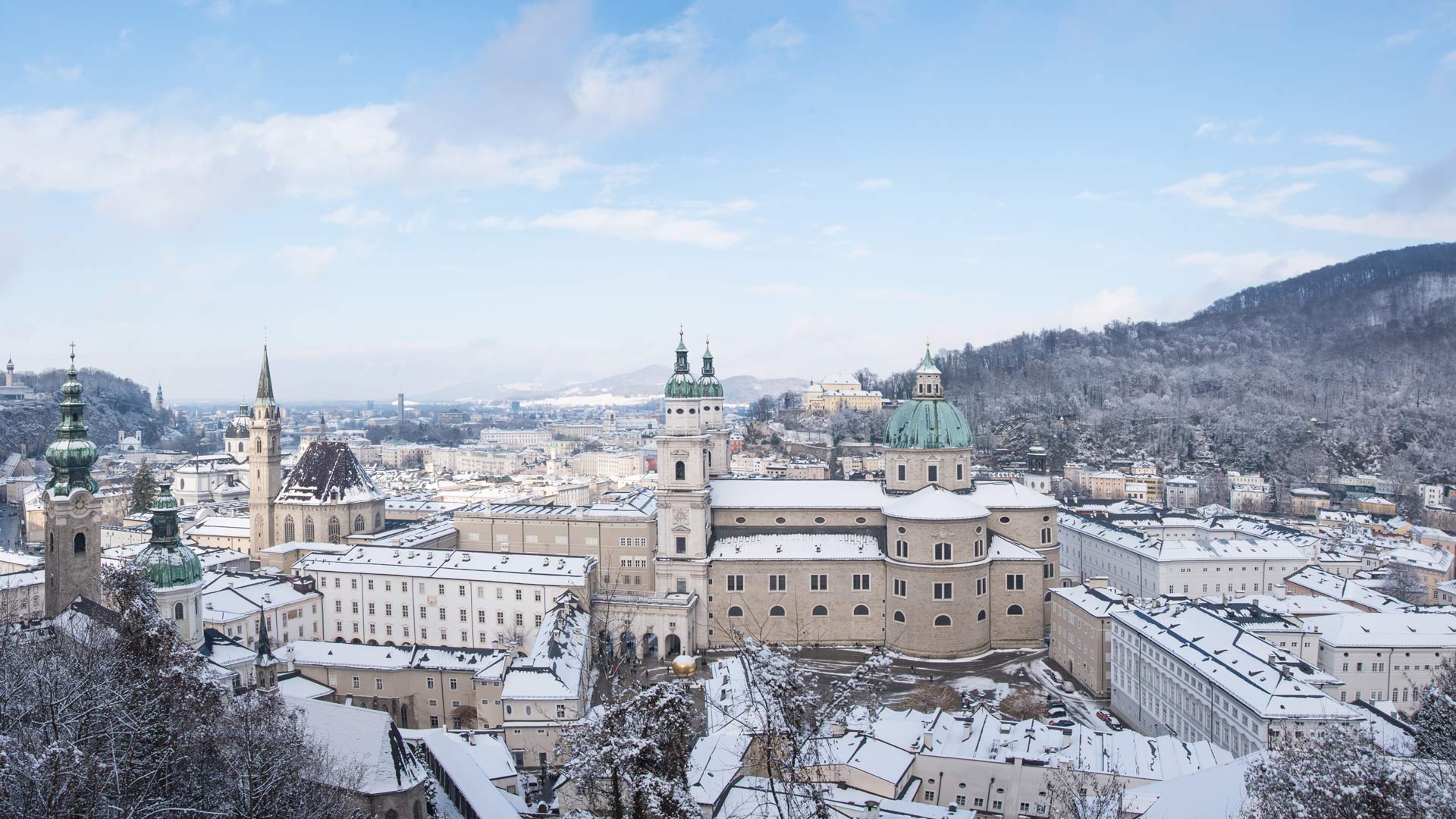 Salzburg city in a winter scenery