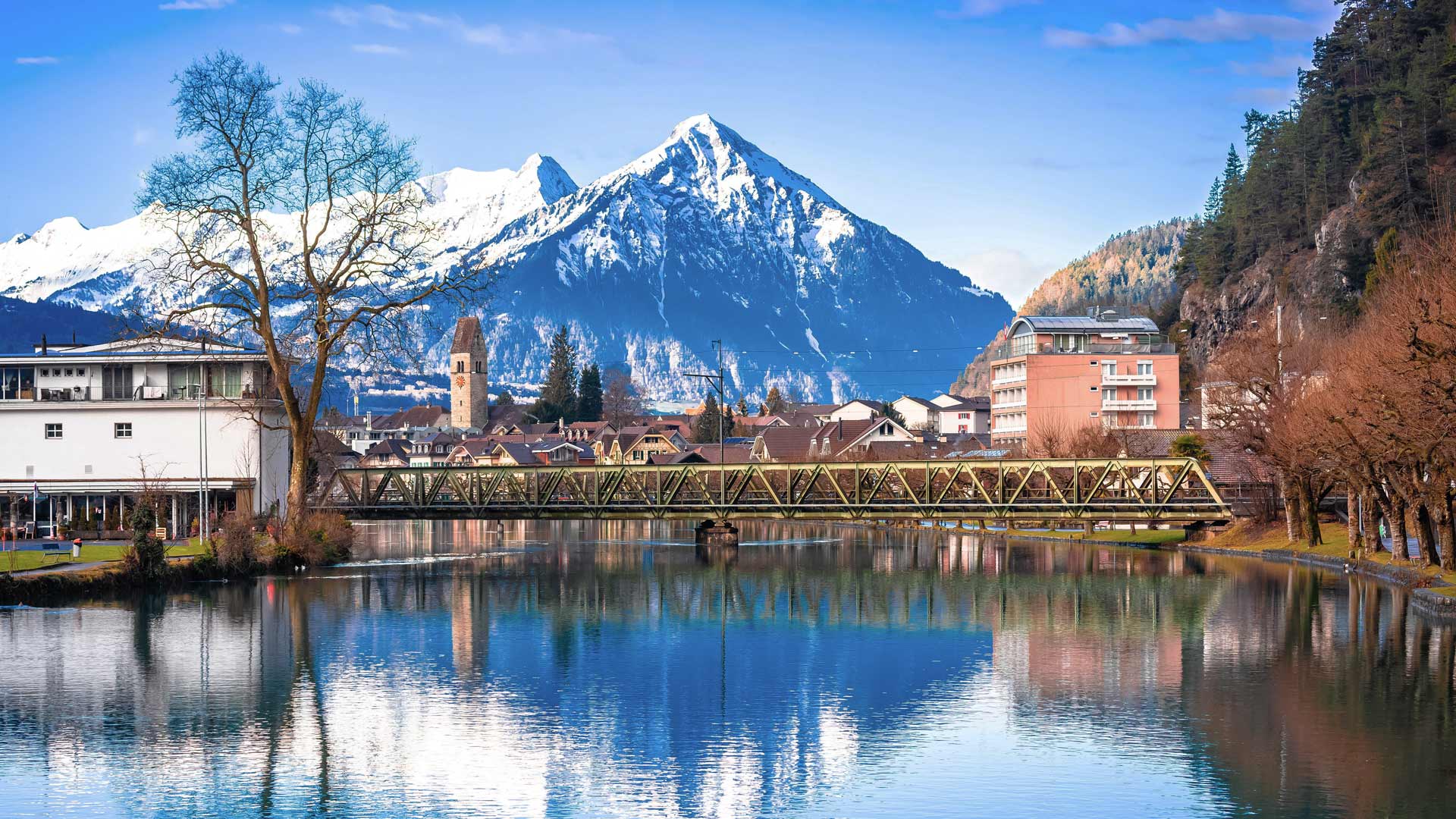 Scenic view of Interlaken in winter