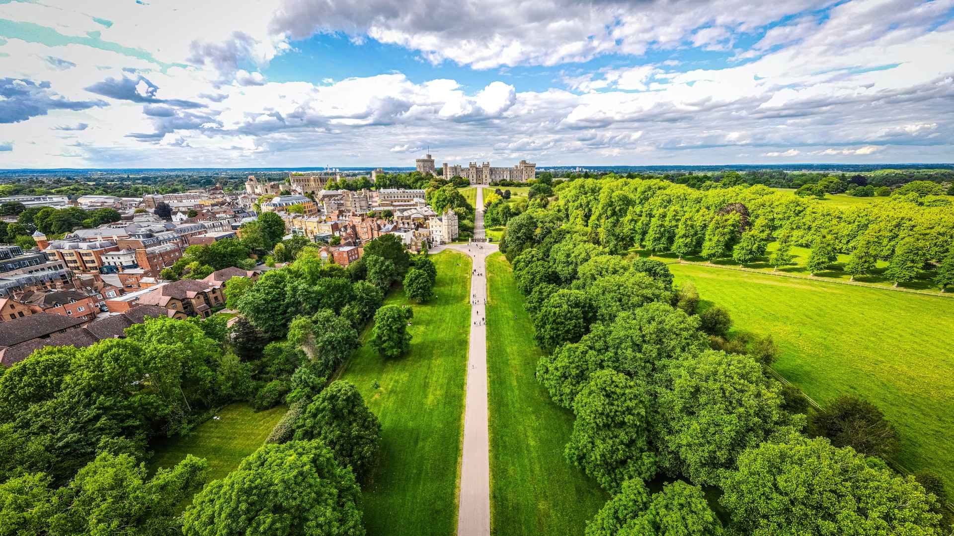 Aerial view of Windsor Castle in Windsor, England