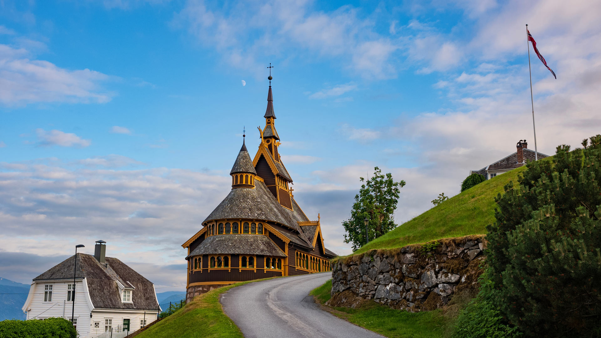 St. Olaf church, Balestrand village, Sognefjorden, Norway