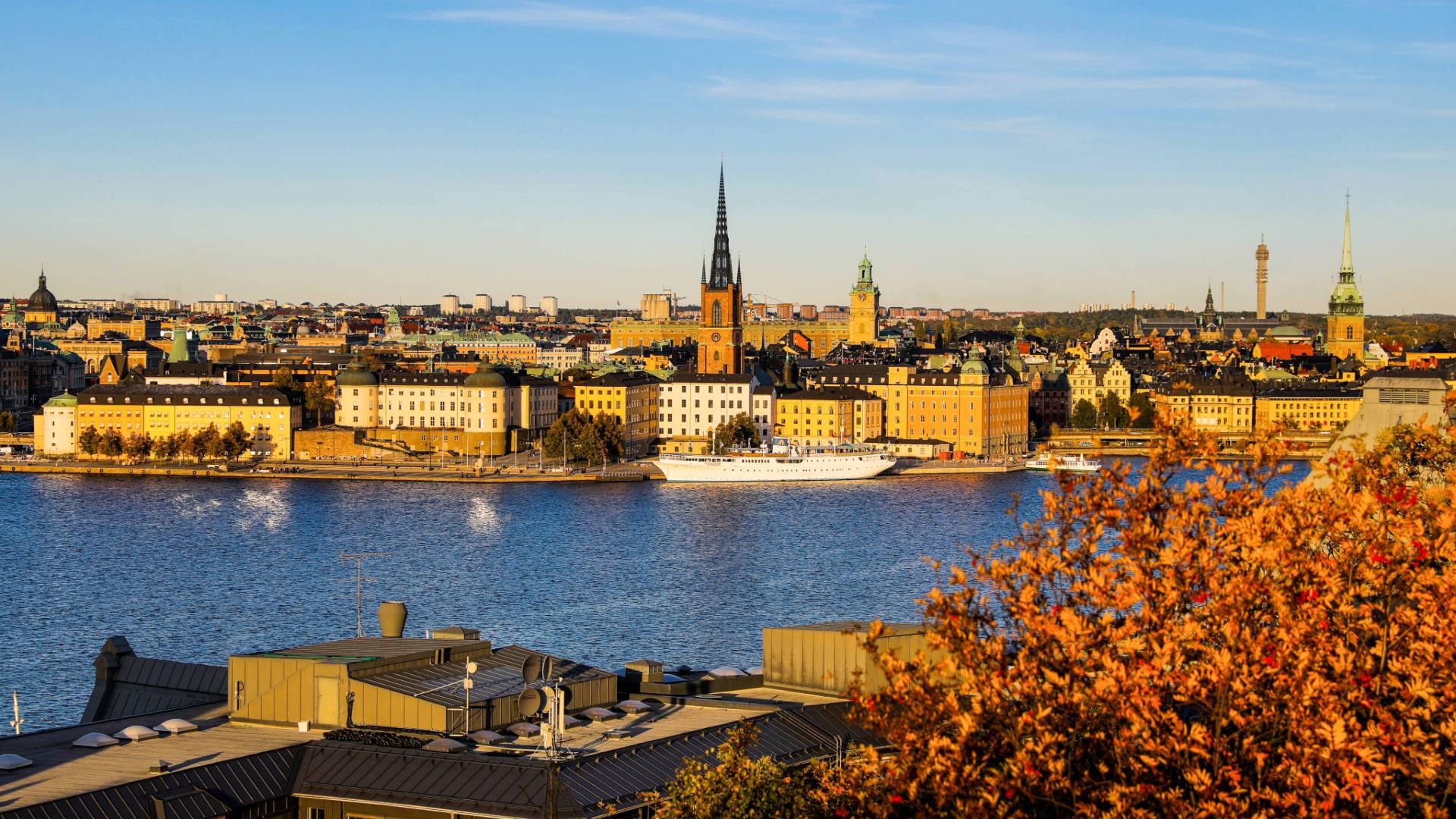Aerial view of Stockholm on an autumn morning
