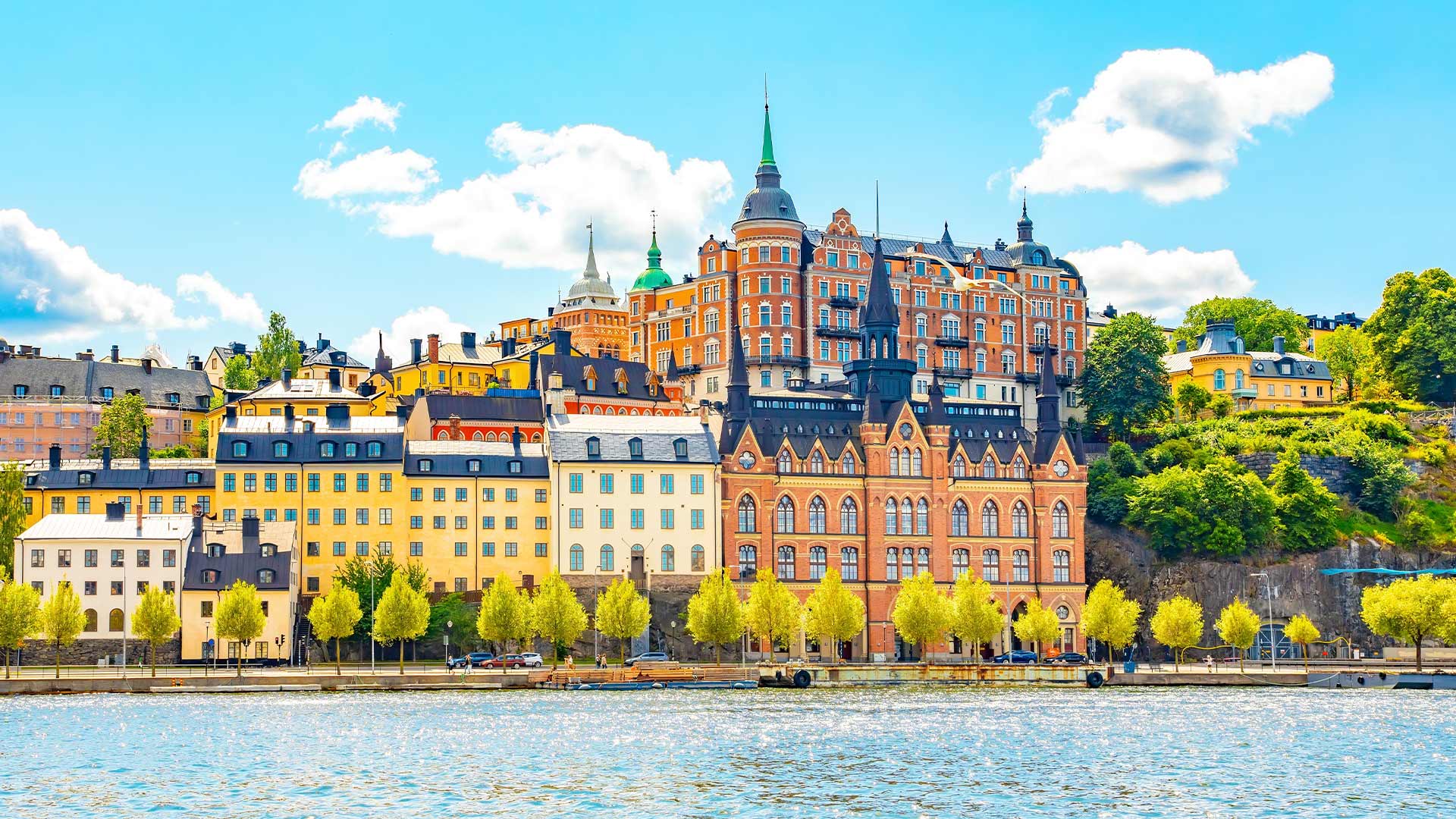 Stockholm city skyline, Mariaberget area, waterfront Södermalm district