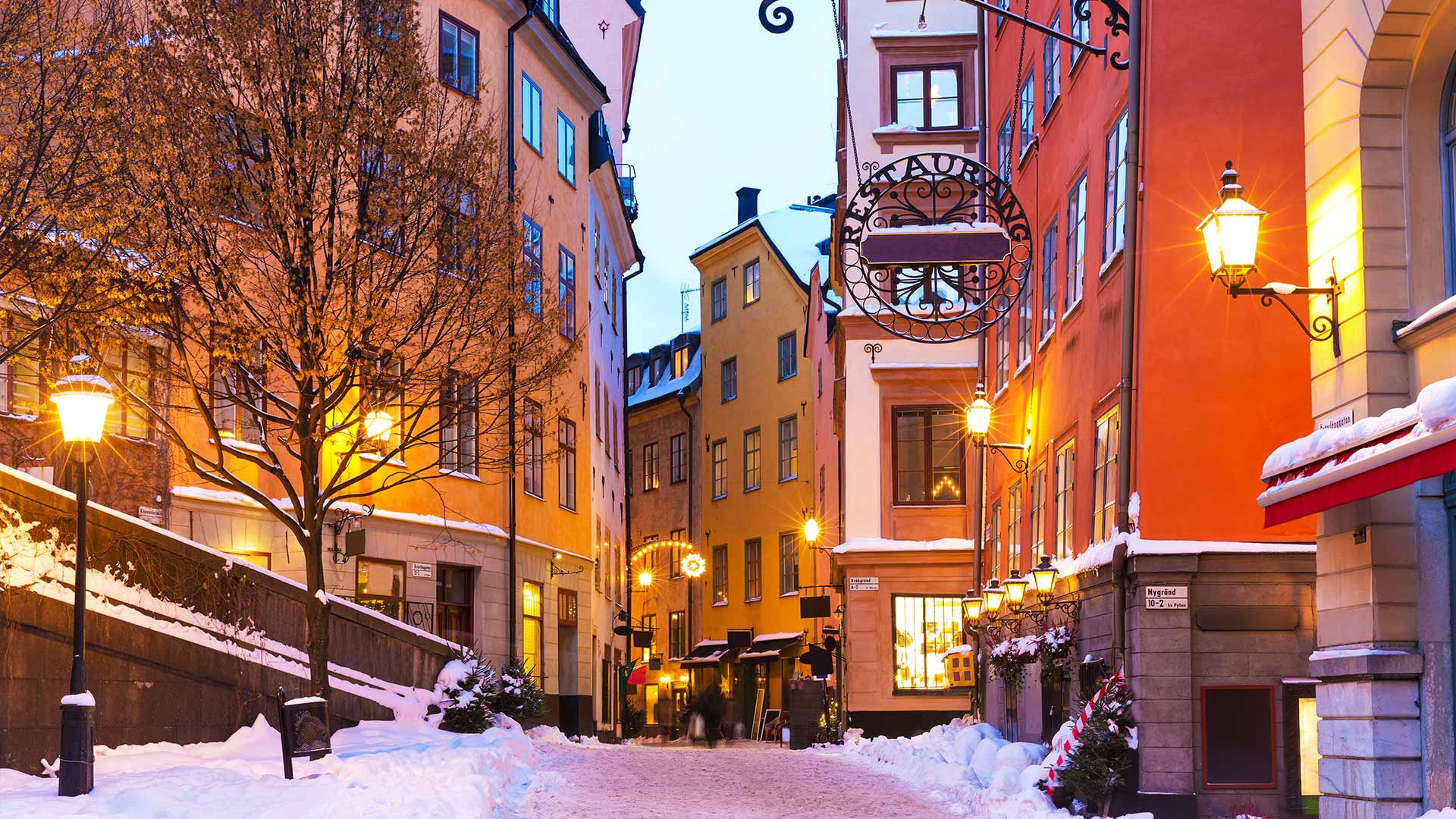Winter in the Old Town in Stockholm, Sweden